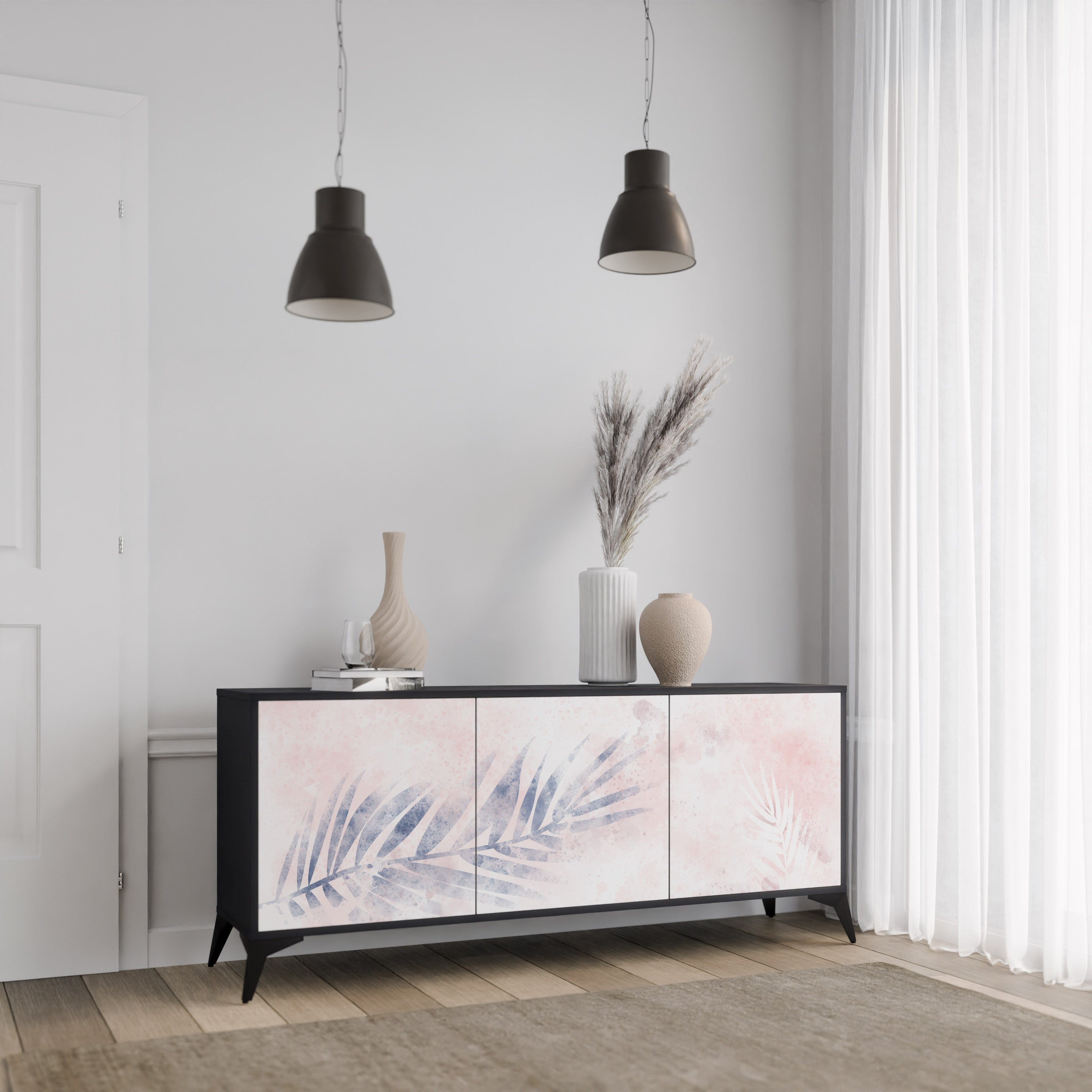 TIMELESS FLOAT 3-Door Sideboard in Black Finish