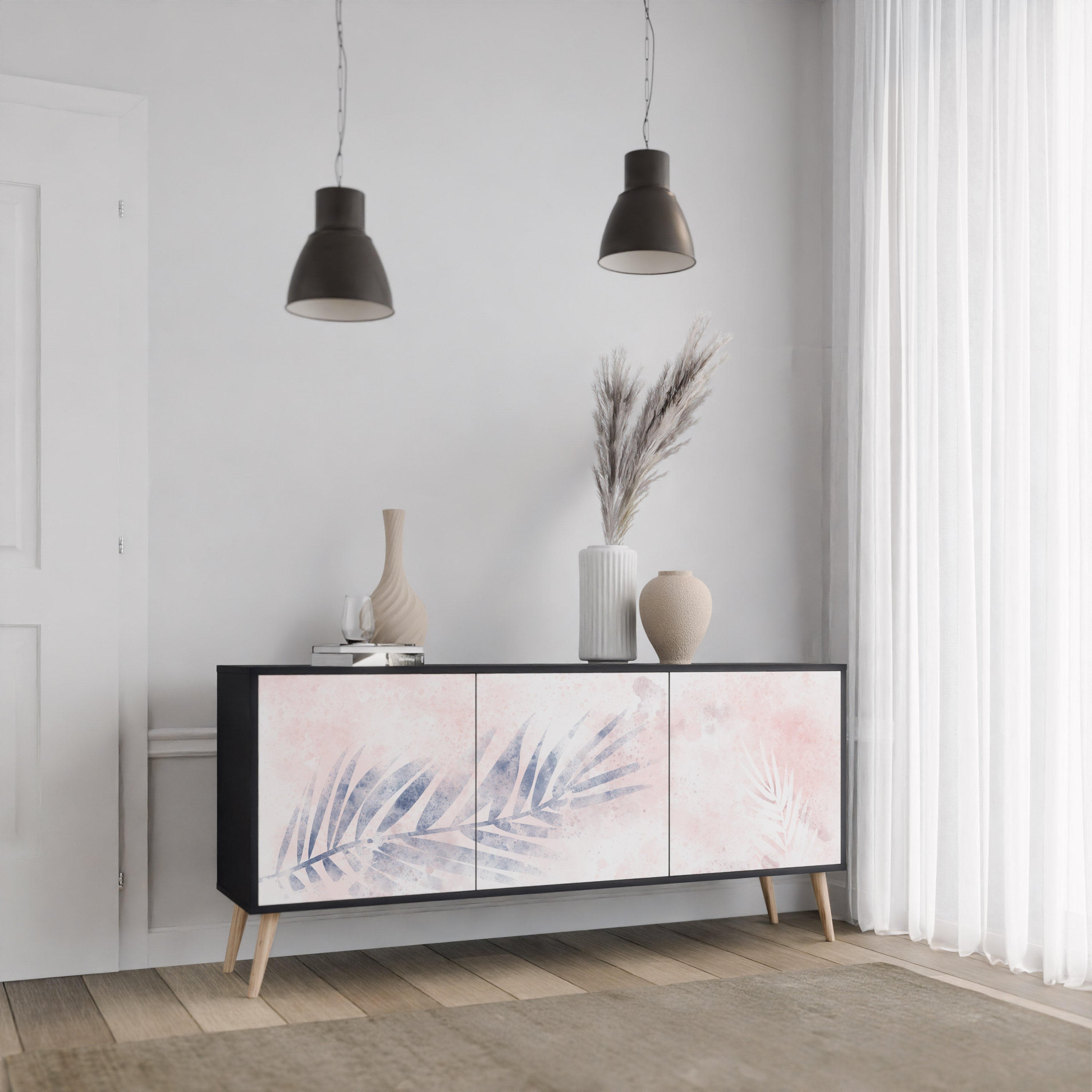 TIMELESS FLOAT 3-Door Sideboard in Black Finish