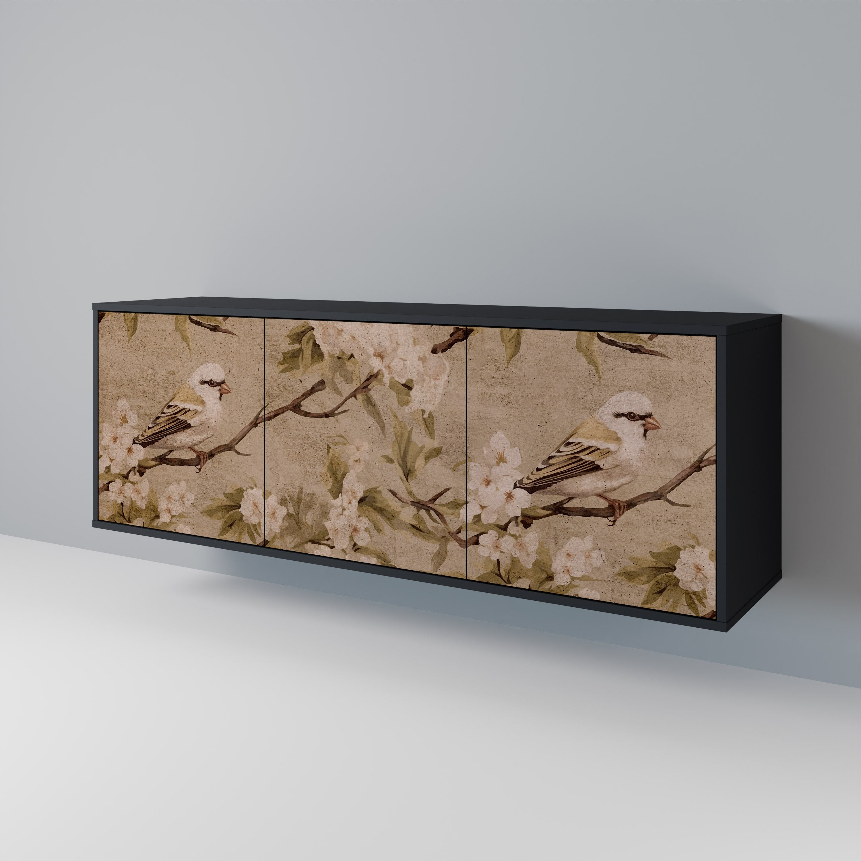 PETAL DISTINGUISH Sideboard mit 3 Türen in Schwarz