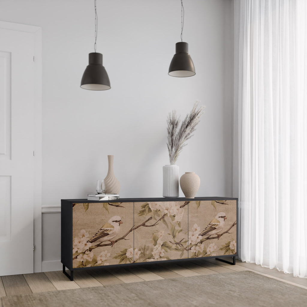 PETAL DISTINGUISH Sideboard mit 3 Türen in Schwarz