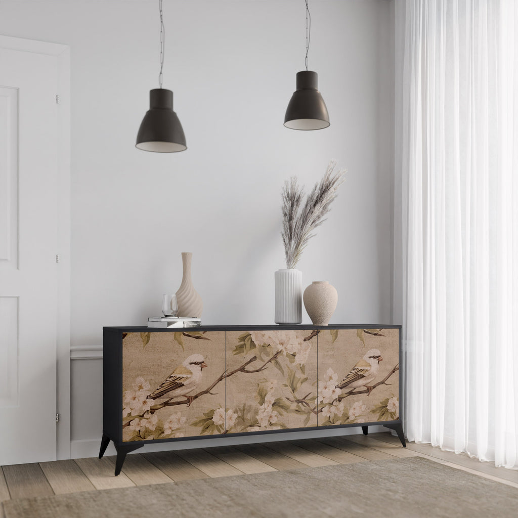 PETAL DISTINGUISH Sideboard mit 3 Türen in Schwarz
