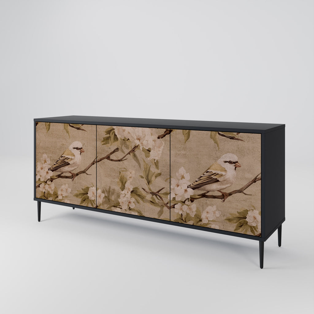 PETAL DISTINGUISH Sideboard mit 3 Türen in Schwarz
