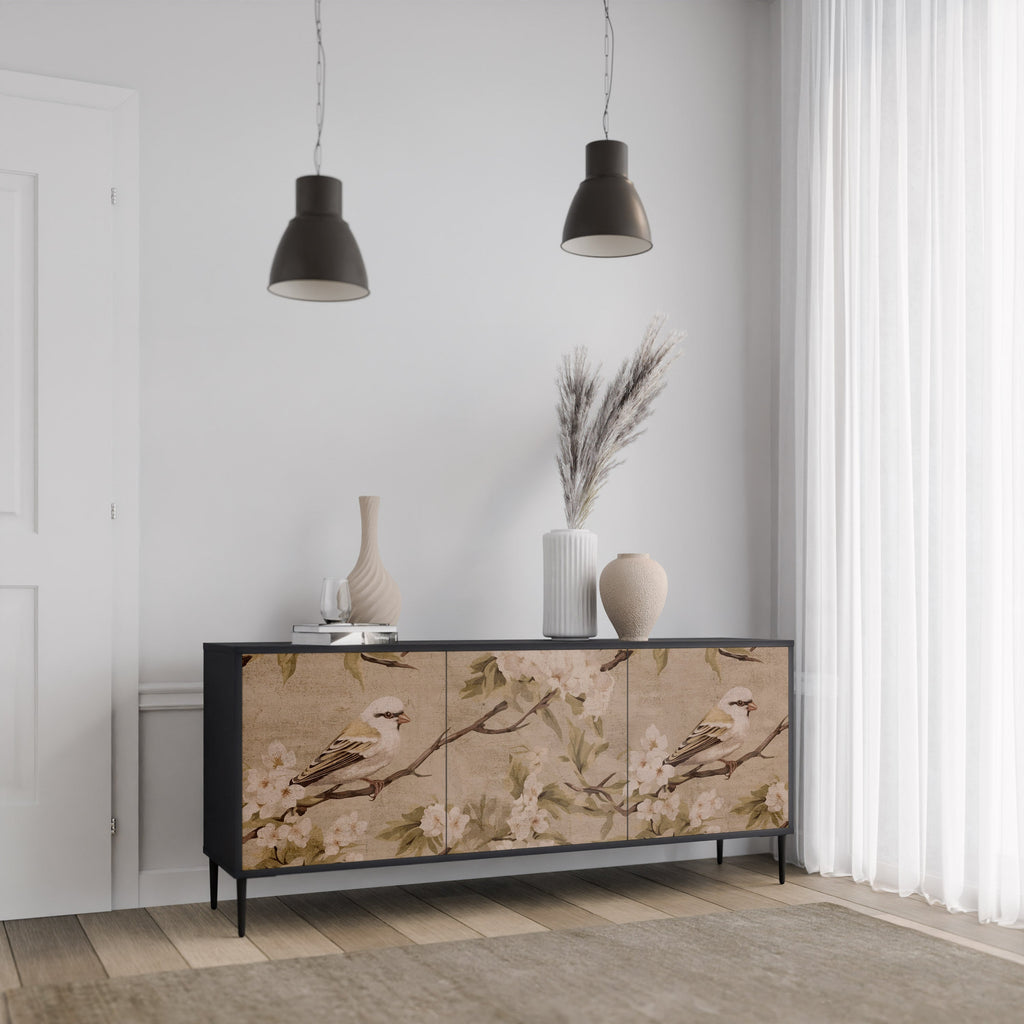 PETAL DISTINGUISH Sideboard mit 3 Türen in Schwarz