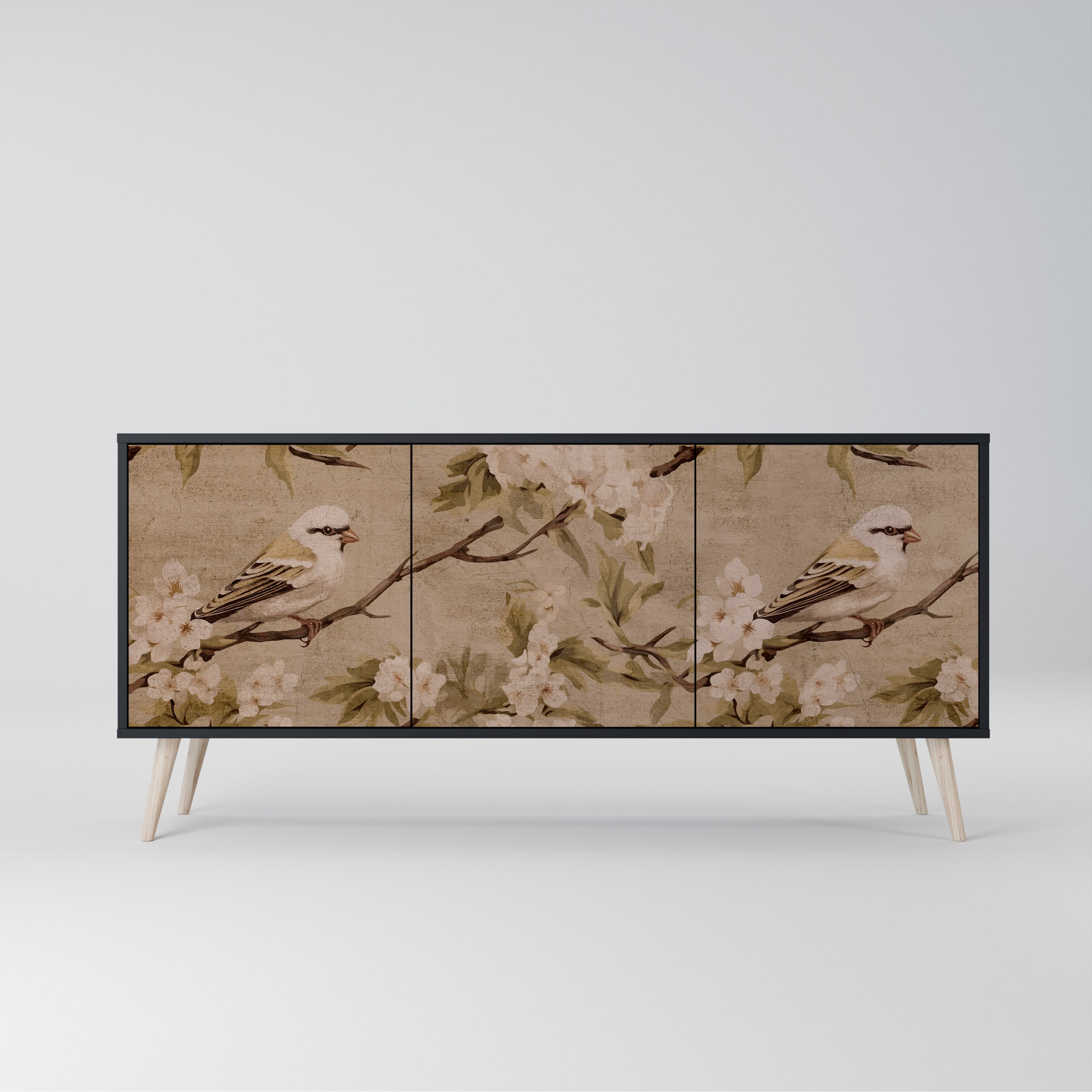 PETAL DISTINGUISH 3-Door Sideboard in Black Finish