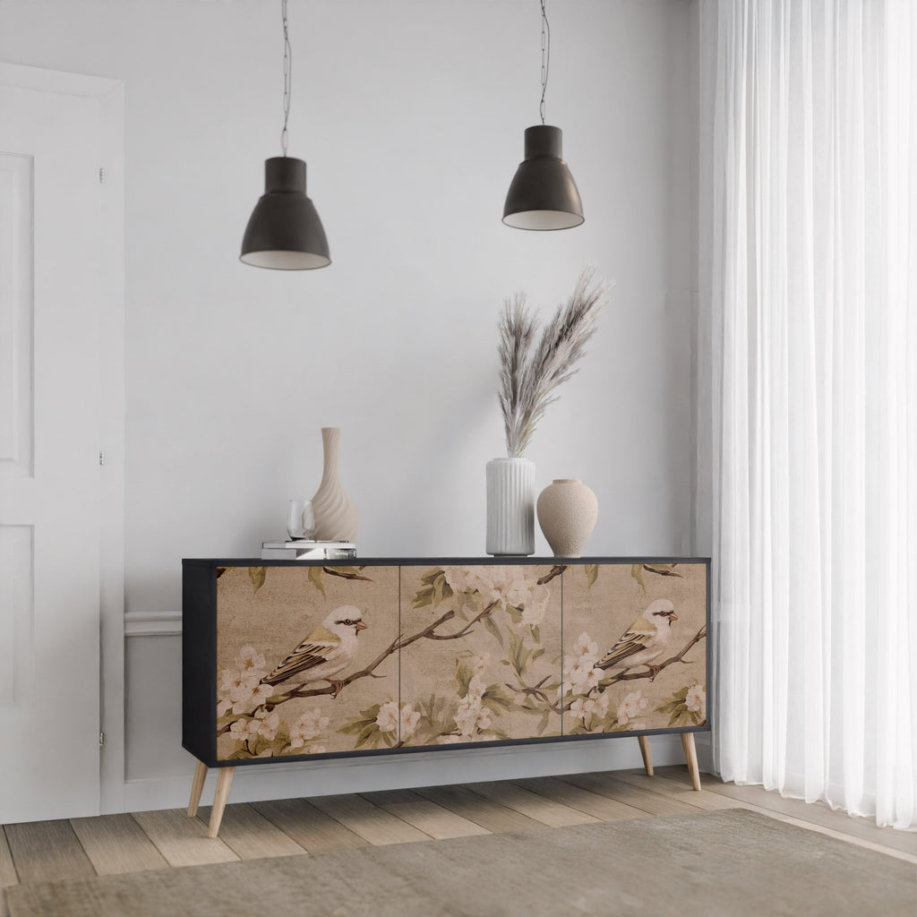 PETAL DISTINGUISH Sideboard mit 3 Türen in Schwarz