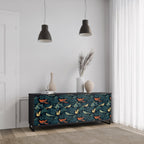 FOWL ORNAMENT 3-Door Sideboard in Black Finish