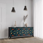FOWL ORNAMENT 3-Door Sideboard in Black Finish