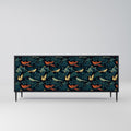 FOWL ORNAMENT 3-Door Sideboard in Black Finish