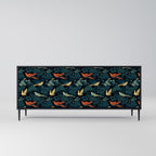 FOWL ORNAMENT 3-Door Sideboard in Black Finish