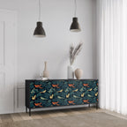 FOWL ORNAMENT 3-Door Sideboard in Black Finish