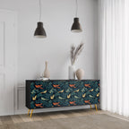 FOWL ORNAMENT 3-Door Sideboard in Black Finish