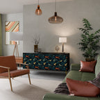 FOWL ORNAMENT 3-Door Sideboard in Black Finish