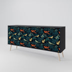 FOWL ORNAMENT 3-Door Sideboard in Black Finish