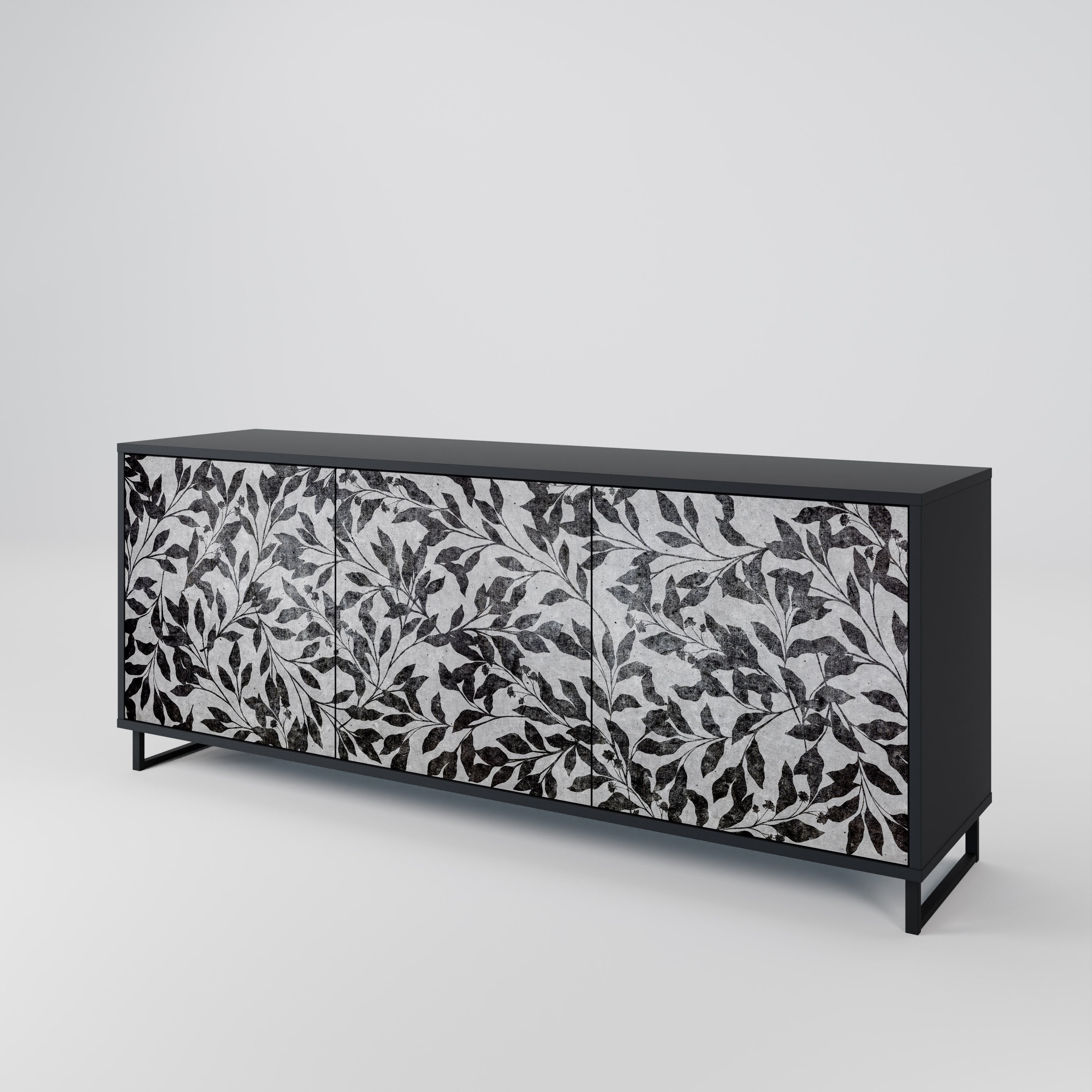 CHARCOAL SPROUT Sideboard mit 3 Türen in Schwarz