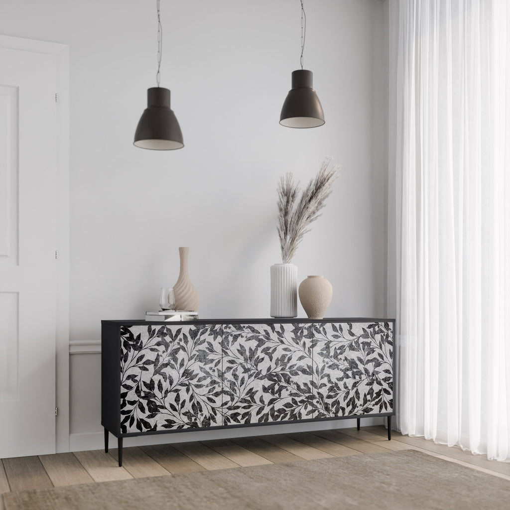 CHARCOAL SPROUT Sideboard mit 3 Türen in Schwarz