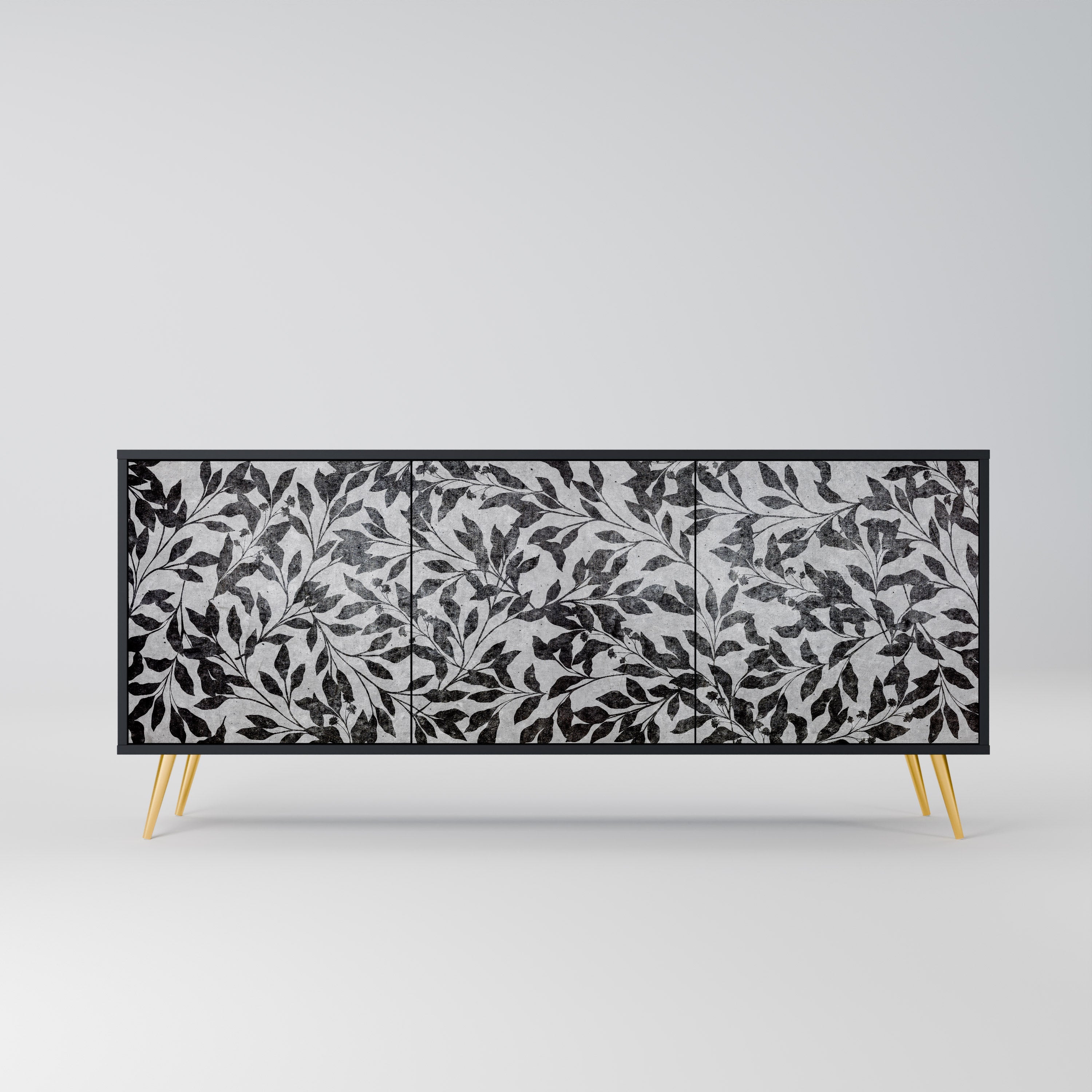 CHARCOAL SPROUT Sideboard mit 3 Türen in Schwarz