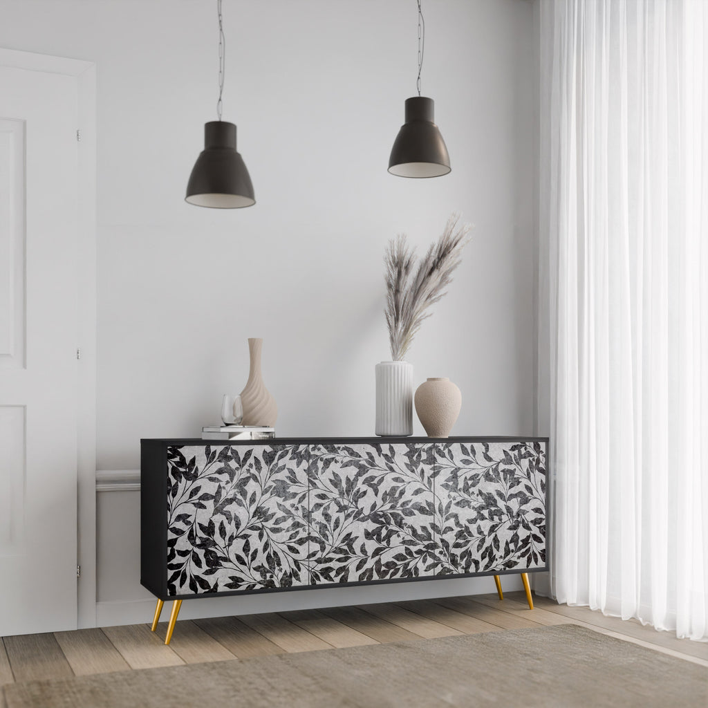 CHARCOAL SPROUT Sideboard mit 3 Türen in Schwarz