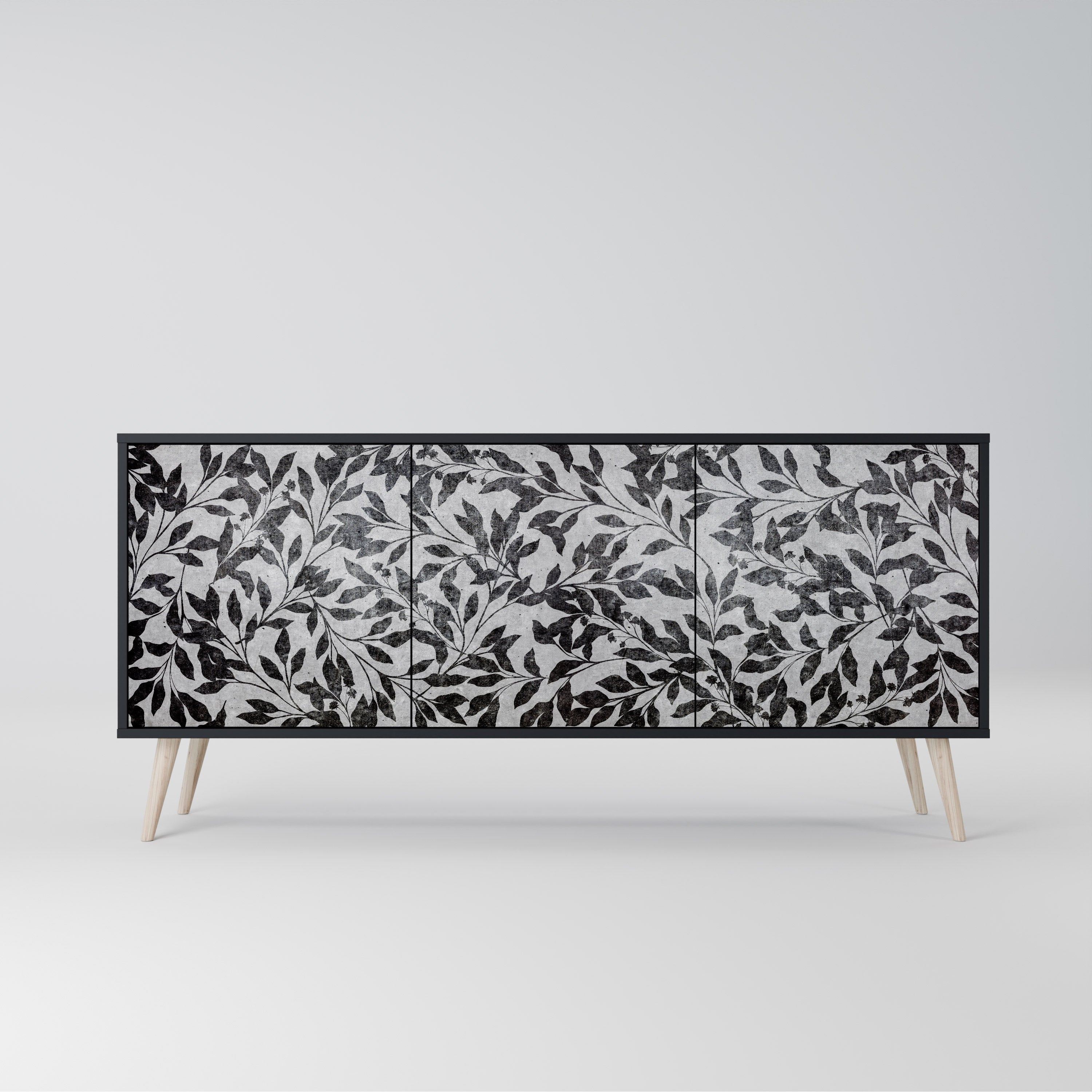 CHARCOAL SPROUT Sideboard mit 3 Türen in Schwarz