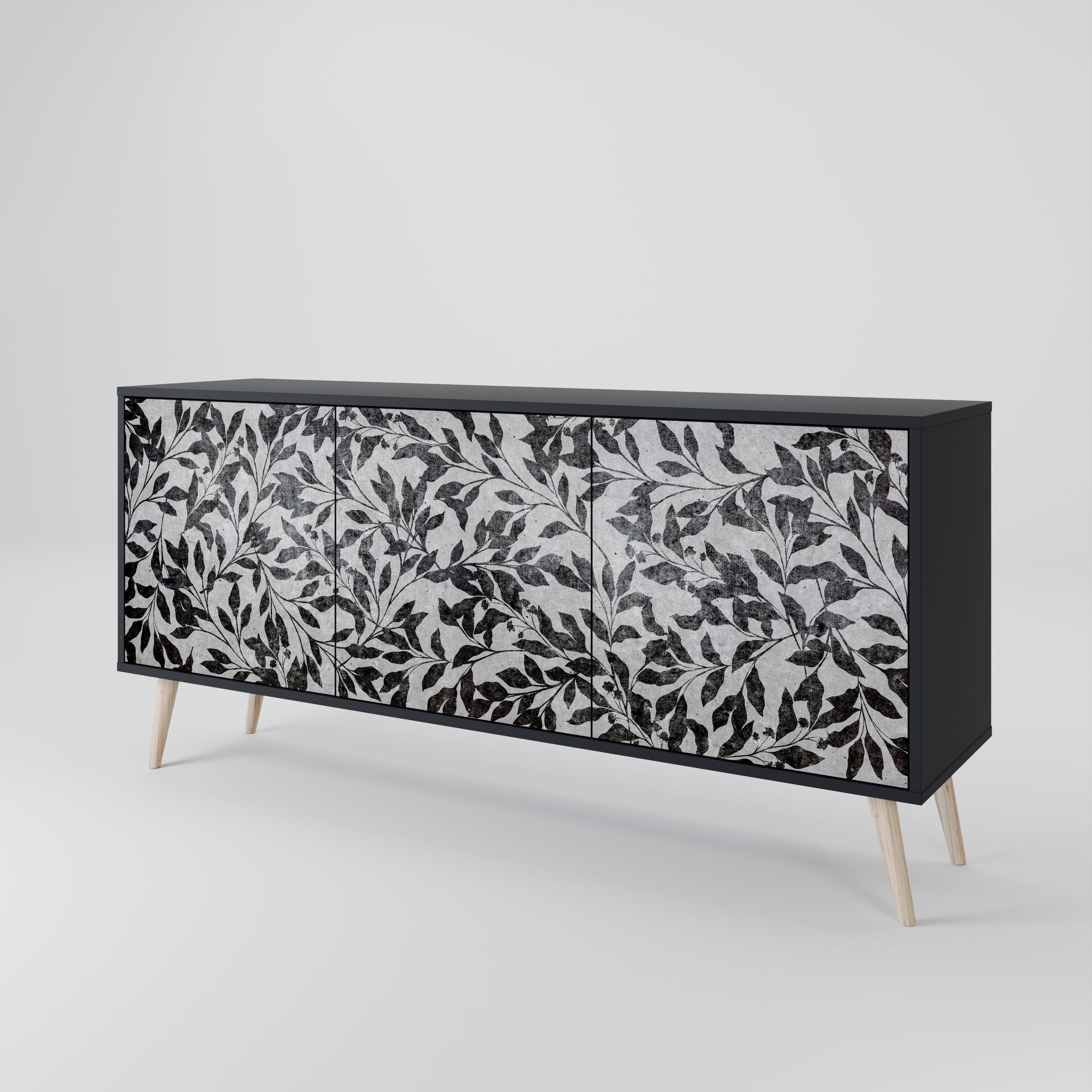 CHARCOAL SPROUT Sideboard mit 3 Türen in Schwarz