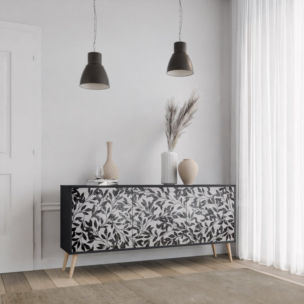 CHARCOAL SPROUT Sideboard mit 3 Türen in Schwarz