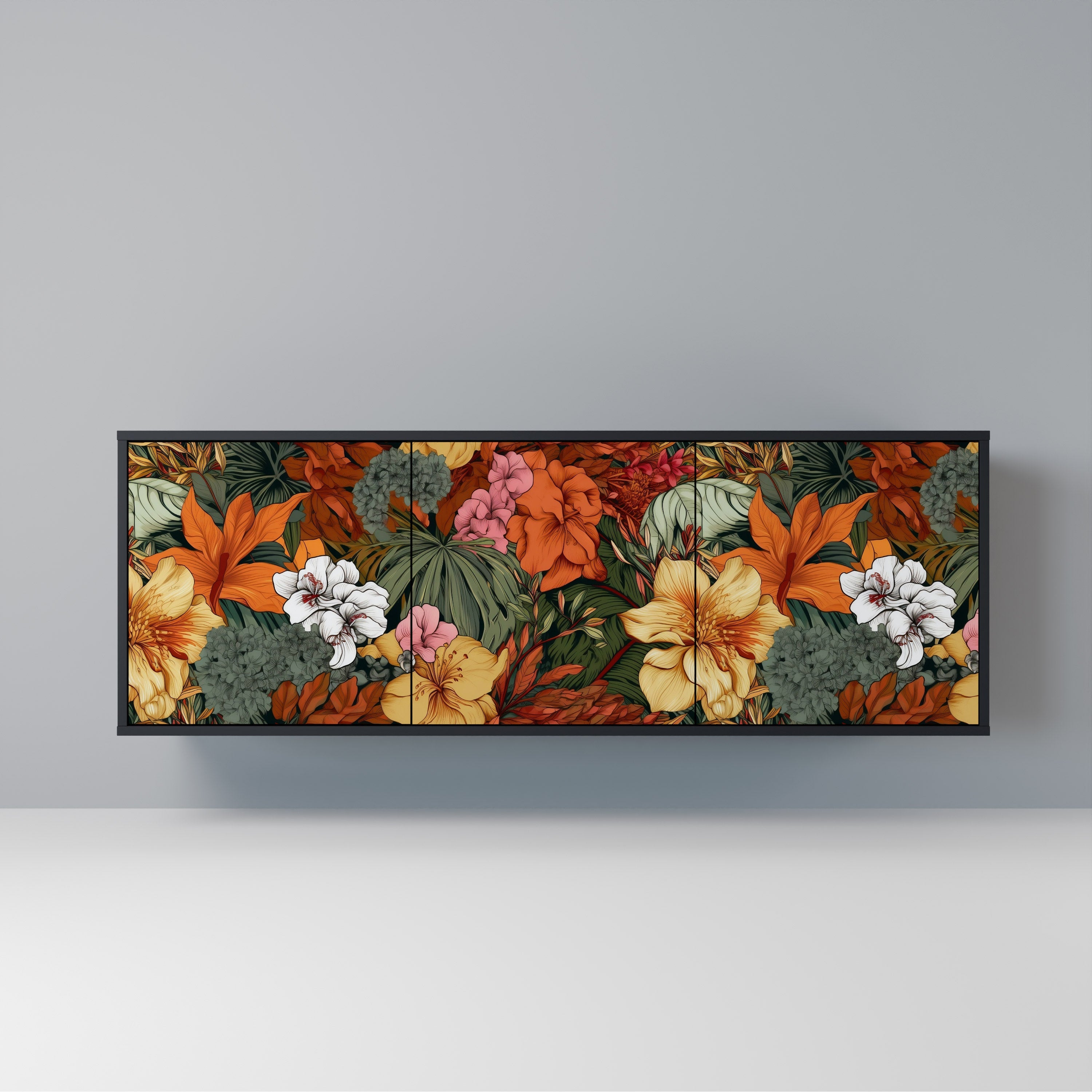 RADIANT FLORA 3-Door Sideboard in Black Finish