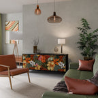 RADIANT FLORA Sideboard mit 3 Türen in Schwarz