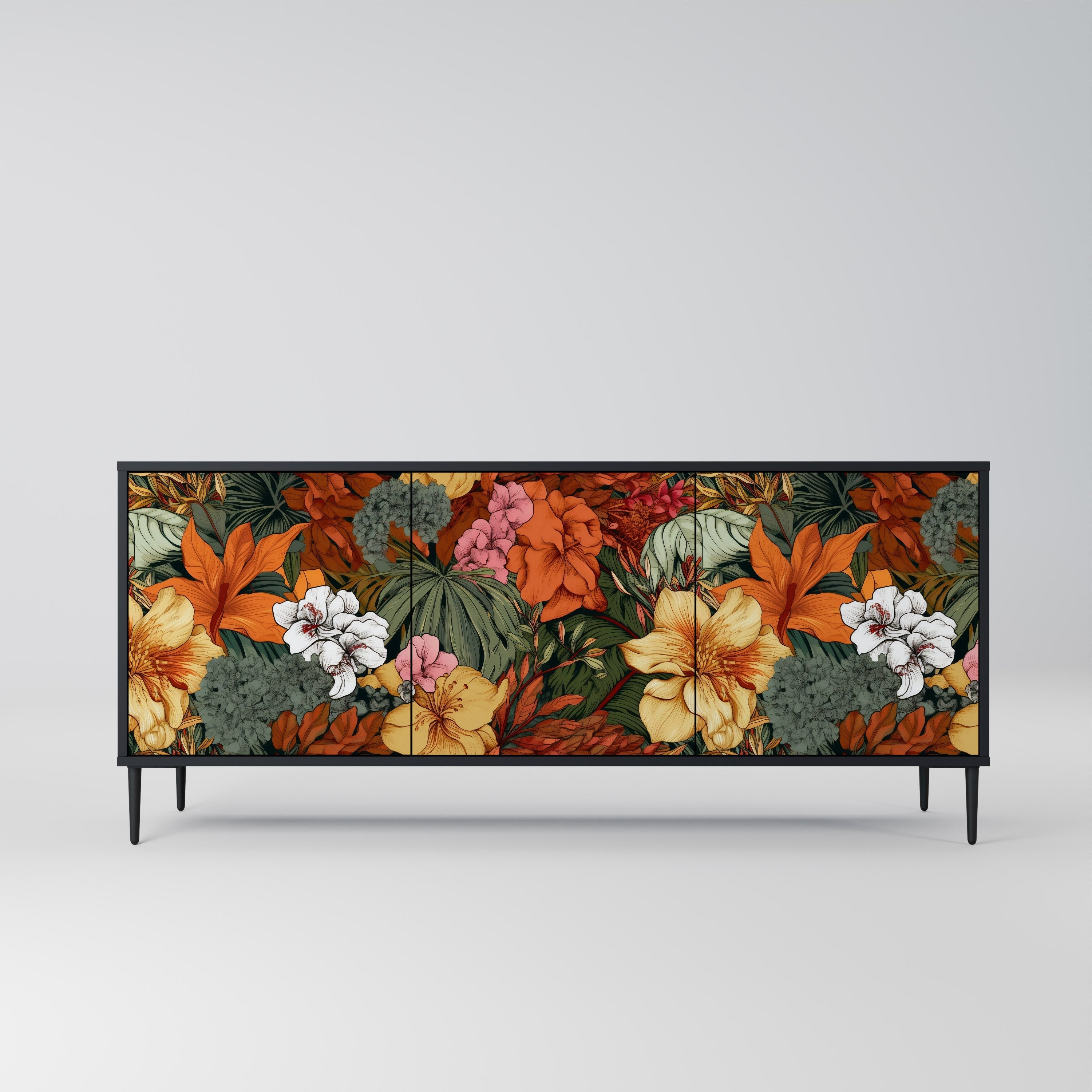 RADIANT FLORA 3-Door Sideboard in Black Finish