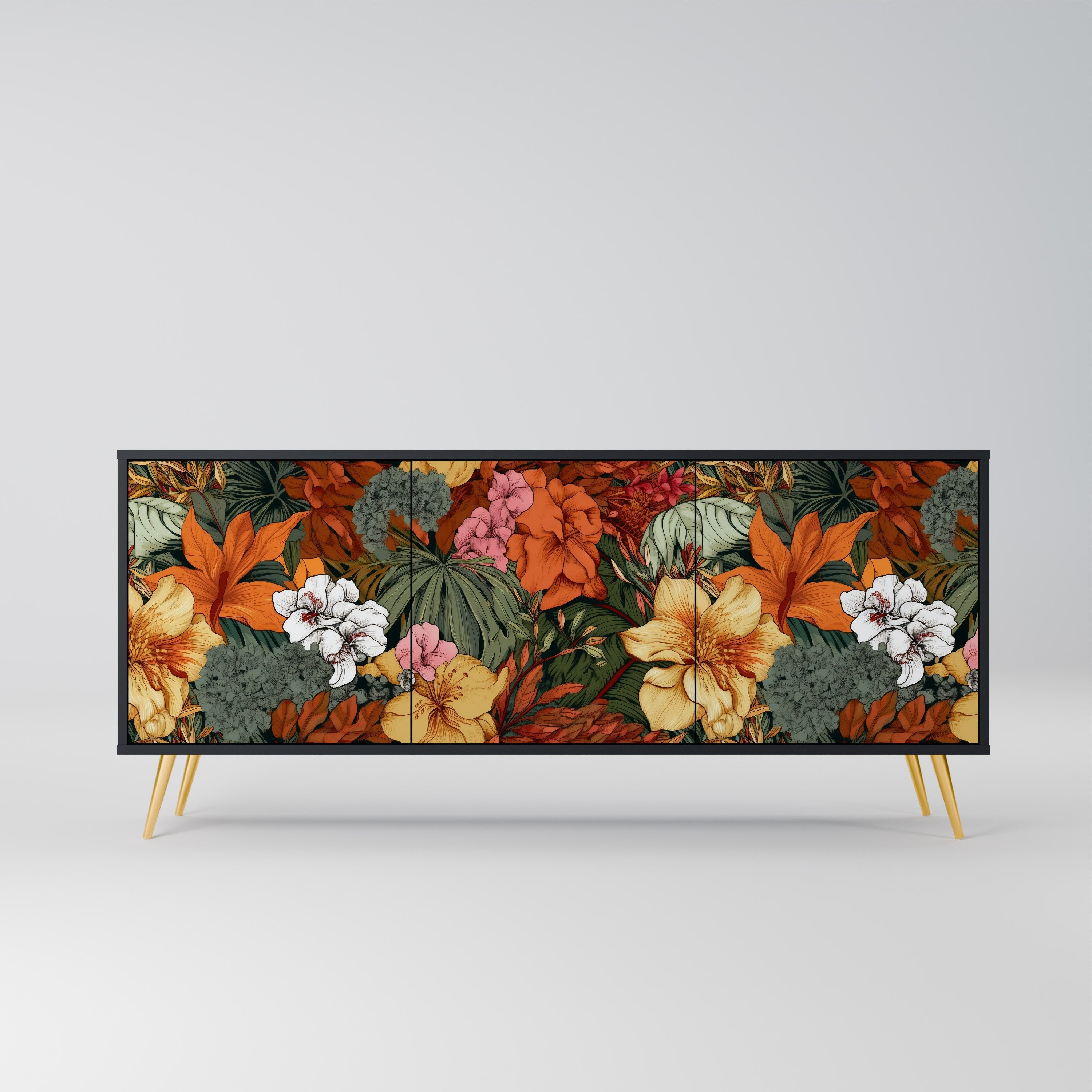 RADIANT FLORA 3-Door Sideboard in Black Finish