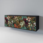 BOTANICAL EMERGENCE Sideboard mit 3 Türen in Schwarz