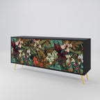 BOTANICAL EMERGENCE Sideboard mit 3 Türen in Schwarz