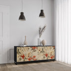 BLOOMING HARMONY 3-Door Sideboard in Black Finish