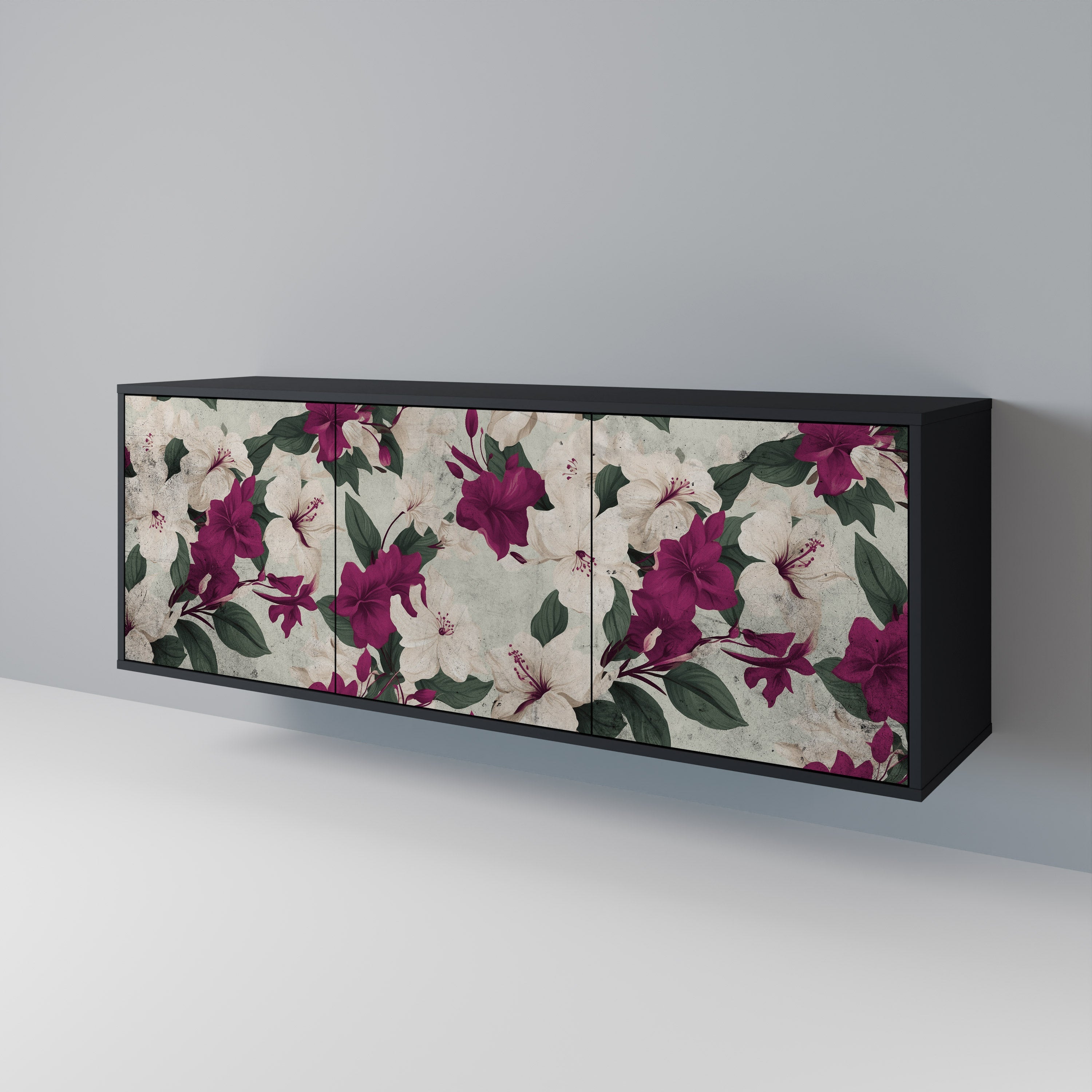 FLOWERET DREAM 3-Door Sideboard in Black Finish