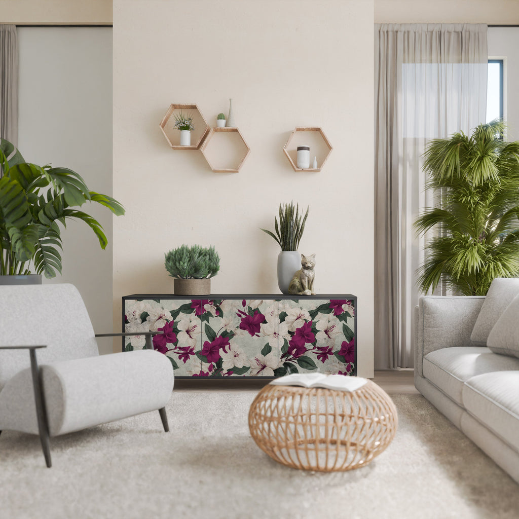 FLOWERET DREAM 3-Door Sideboard in Black Finish