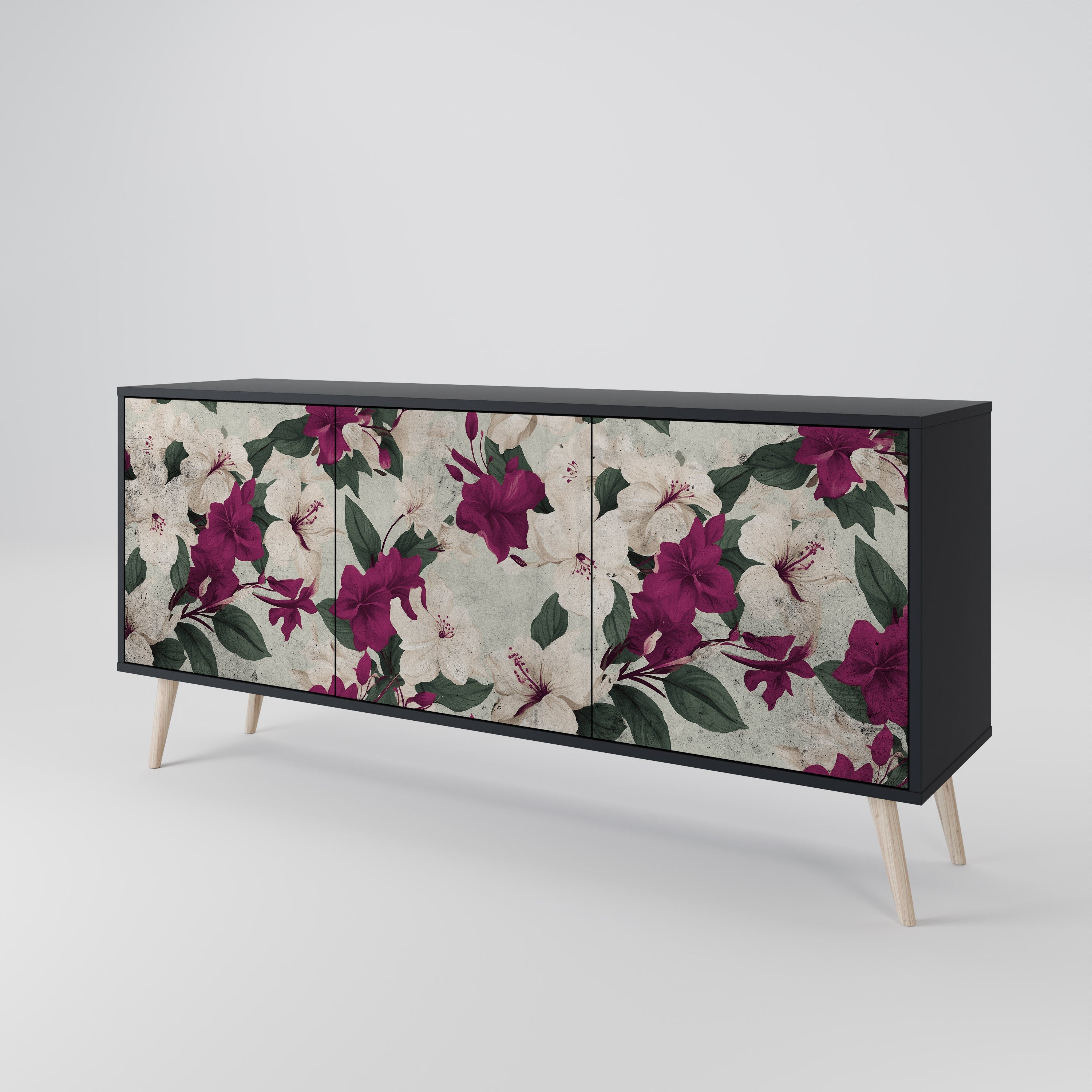 FLOWERET DREAM 3-Door Sideboard in Black Finish