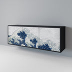 THE GREAT WAVE AT KANAGAWA Sideboard mit 3 Türen in Schwarz