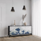 THE GREAT WAVE AT KANAGAWA Sideboard mit 3 Türen in Schwarz