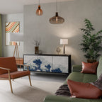 THE GREAT WAVE AT KANAGAWA Sideboard mit 3 Türen in Schwarz