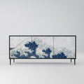 THE GREAT WAVE AT KANAGAWA Sideboard mit 3 Türen in Schwarz