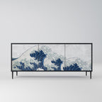 THE GREAT WAVE AT KANAGAWA Sideboard mit 3 Türen in Schwarz