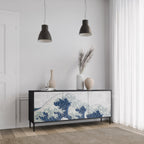 THE GREAT WAVE AT KANAGAWA Sideboard mit 3 Türen in Schwarz