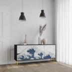 THE GREAT WAVE AT KANAGAWA Sideboard mit 3 Türen in Schwarz