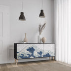 THE GREAT WAVE AT KANAGAWA Sideboard mit 3 Türen in Schwarz