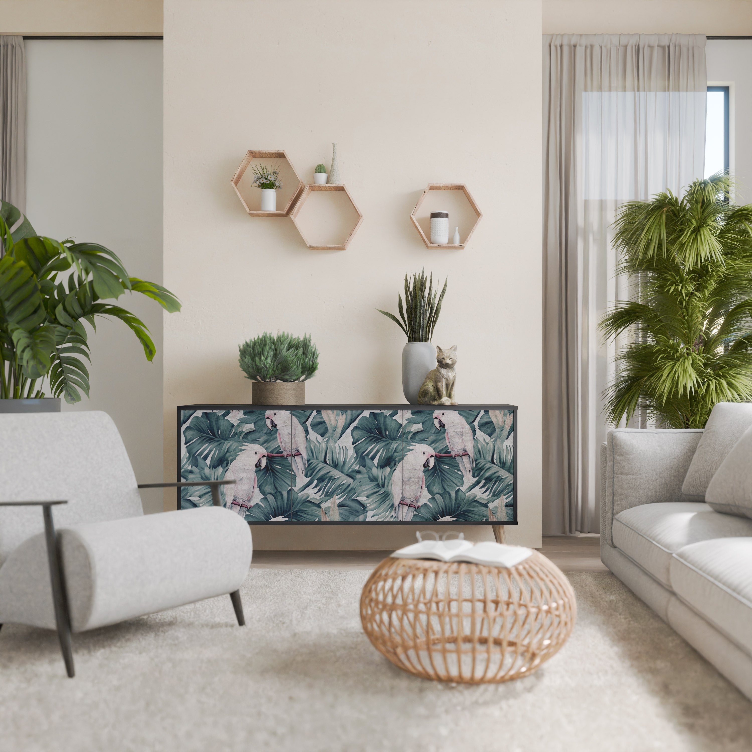 POPINJAY LOOK Sideboard mit 3 Türen in Schwarz