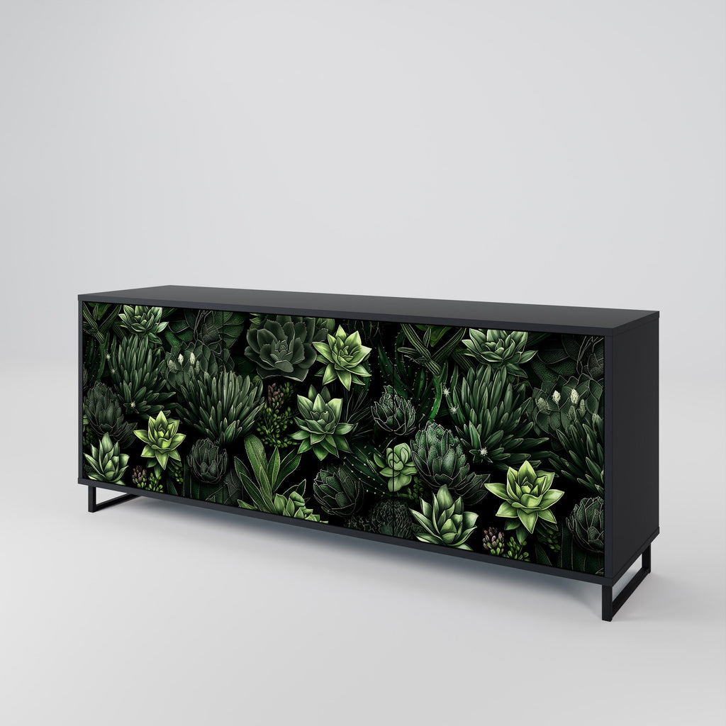 SUCCULENT JUNGLE Sideboard mit 3 Türen in Schwarz