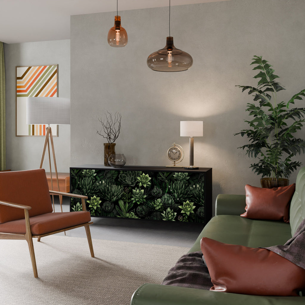 SUCCULENT JUNGLE Sideboard mit 3 Türen in Schwarz