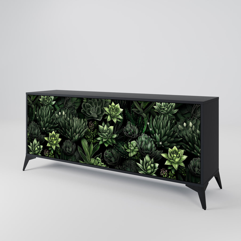 SUCCULENT JUNGLE Sideboard mit 3 Türen in Schwarz