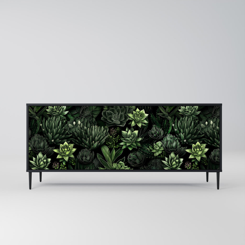 SUCCULENT JUNGLE Sideboard mit 3 Türen in Schwarz