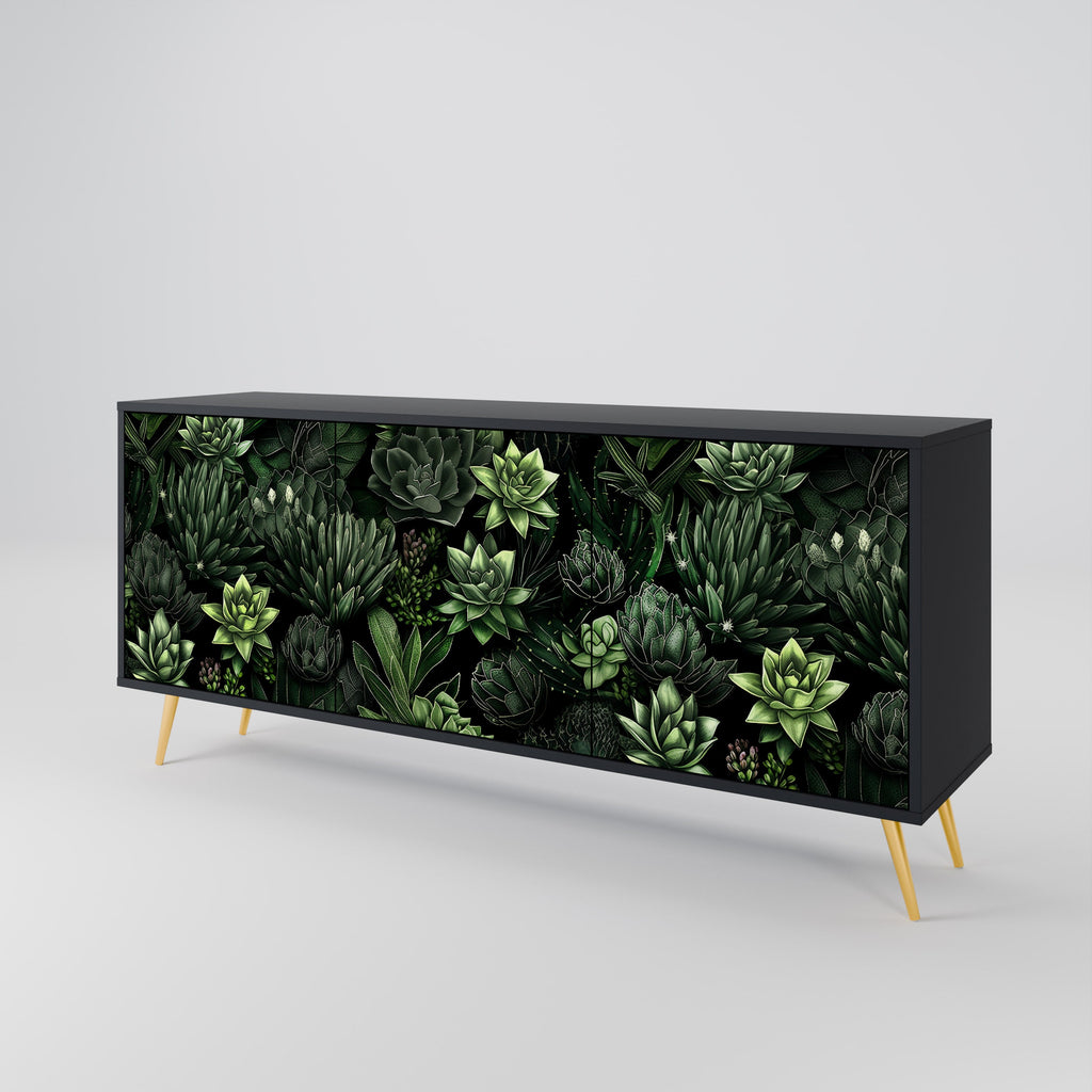 SUCCULENT JUNGLE Sideboard mit 3 Türen in Schwarz