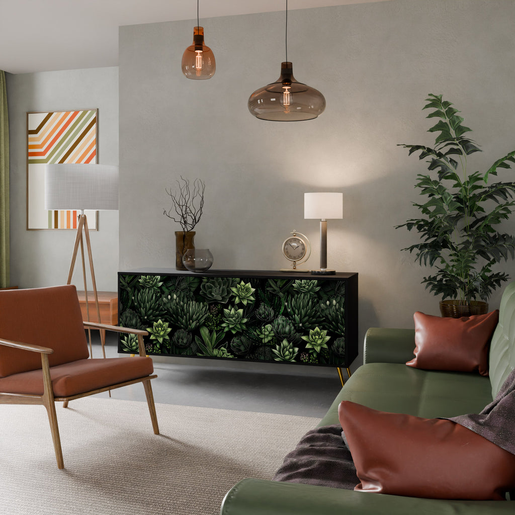 SUCCULENT JUNGLE Sideboard mit 3 Türen in Schwarz