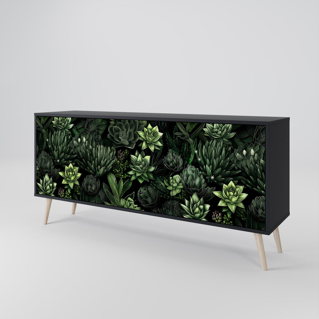 SUCCULENT JUNGLE Sideboard mit 3 Türen in Schwarz